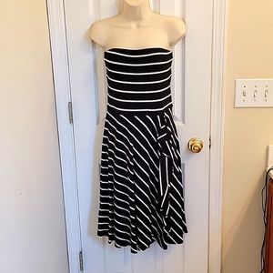 Ann Taylor Strapless Black and White Dress.